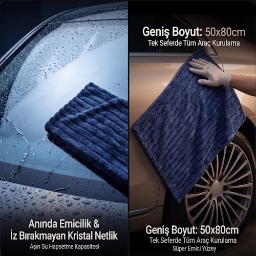 Autowax Premium Hybrid Oto Kurulama Havlusu 50x80 cm (Yüksek Emiş Gücü)
